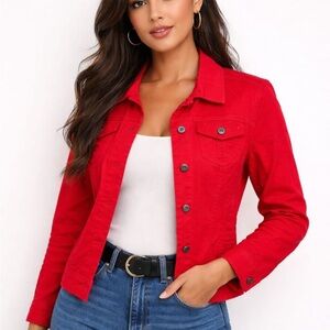 Women's Red Denim Jacket